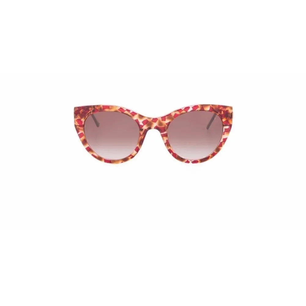 Thierry Lasry Joyridy Sunglasses V541 Vintage Multicolor Red Amber / Brown Lens